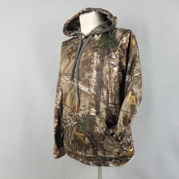Realtree Hoodie Mens Large Camo Xtra Pullover Sweatshirt Hunting Drawstring - Picture 4 of 15